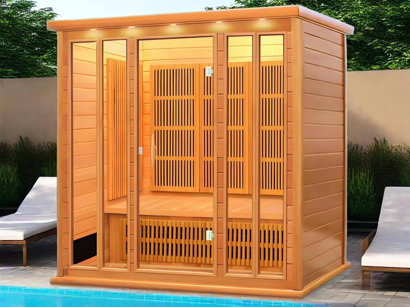 Four Person Cedar Infrared LED Sauna Cabin CSA-646 Exterior angle