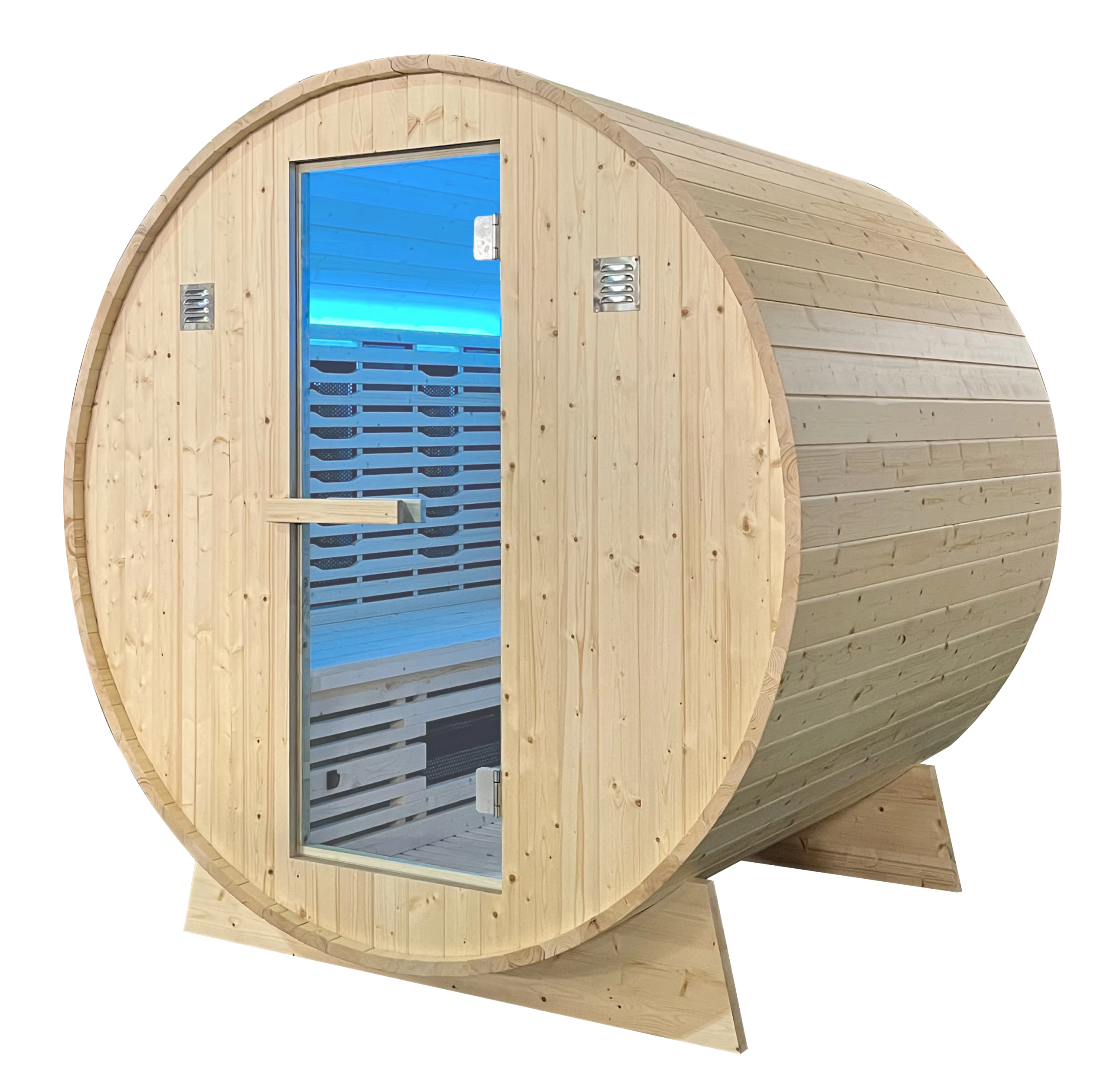 Compact Spruce Infrared Barrel Sauna CSA-649 Exterior angle