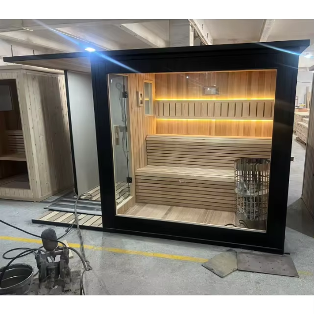 Black Outdoor Sauna Cabin with Covered Shower Vestibule CSA-652 Buyer reference
