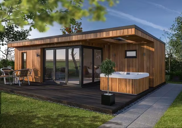 Outdoor Sauna Spa Combination Cabin with Hot Tub Bay CSA-654 Exterior angle