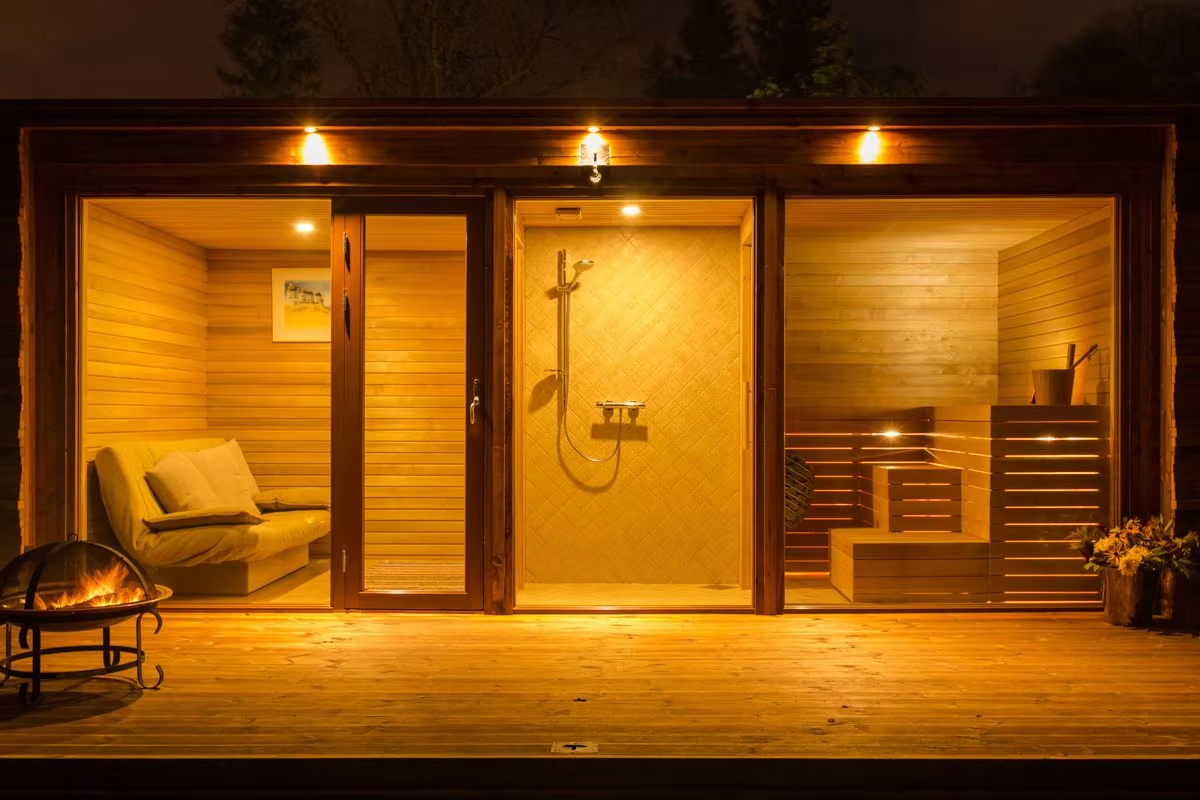 Outdoor Sauna Spa Combination Cabin with Hot Tub Bay CSA-654 Door and glass