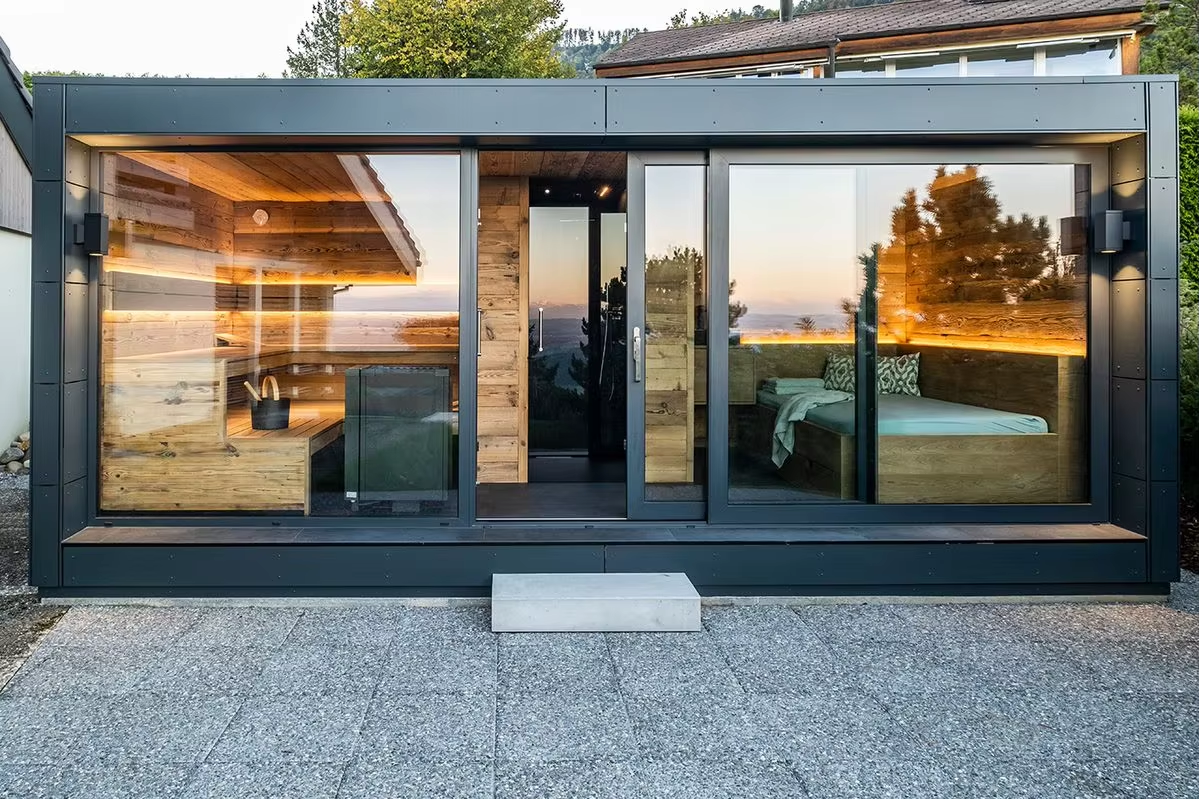 Outdoor Sauna Spa Combination Cabin with Hot Tub Bay CSA-654 Side profile