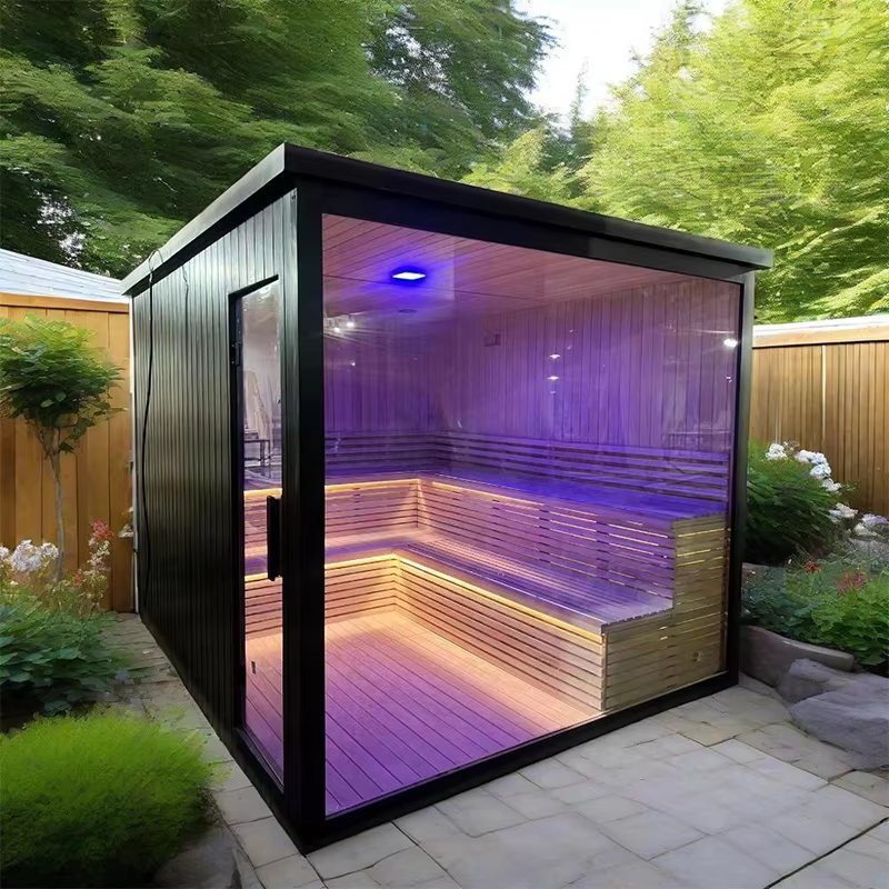 Modern Panoramic Outdoor Glass Sauna Room CSA-655 Exterior angle