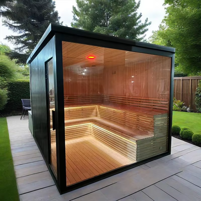 Modern Panoramic Outdoor Glass Sauna Room CSA-655 Interior view