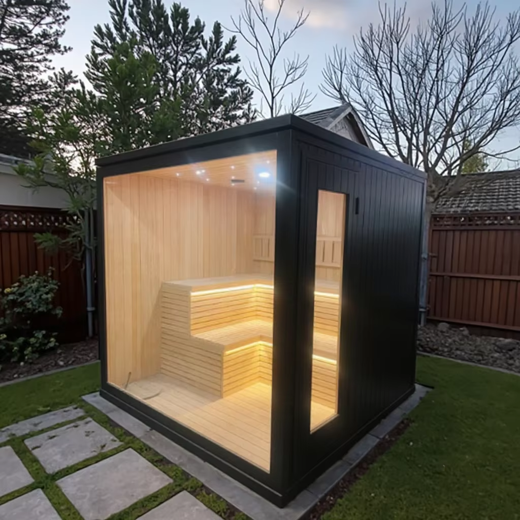 Modern Panoramic Outdoor Glass Sauna Room CSA-655 Door and glass