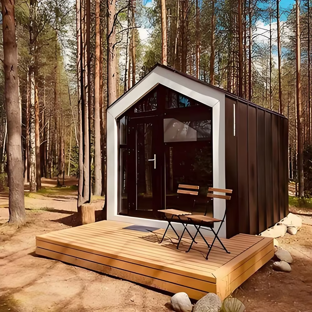 Pitched Roof Garden Sauna Pod with Front Glass Door CSA-657 Side profile