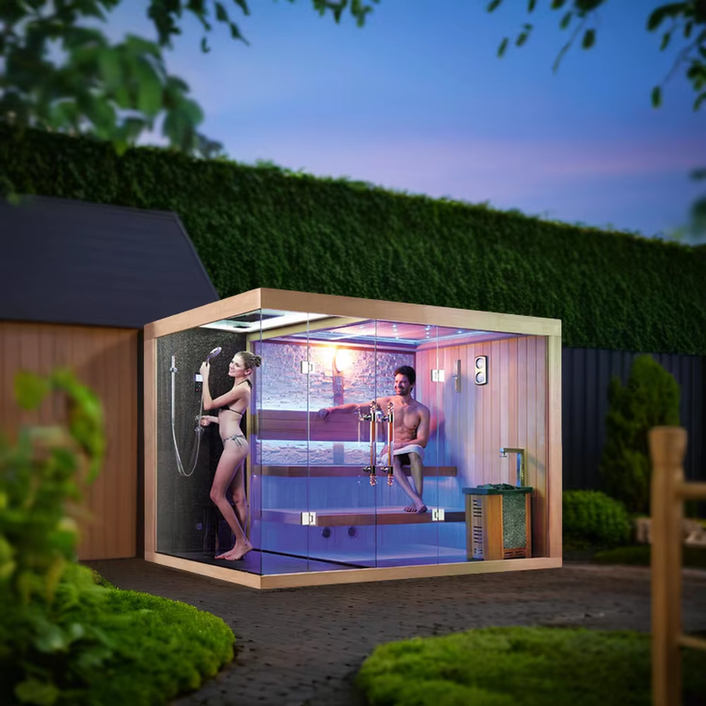 Commercial Sauna Shower Room with Glass Wet Zone CSA-660 Exterior angle