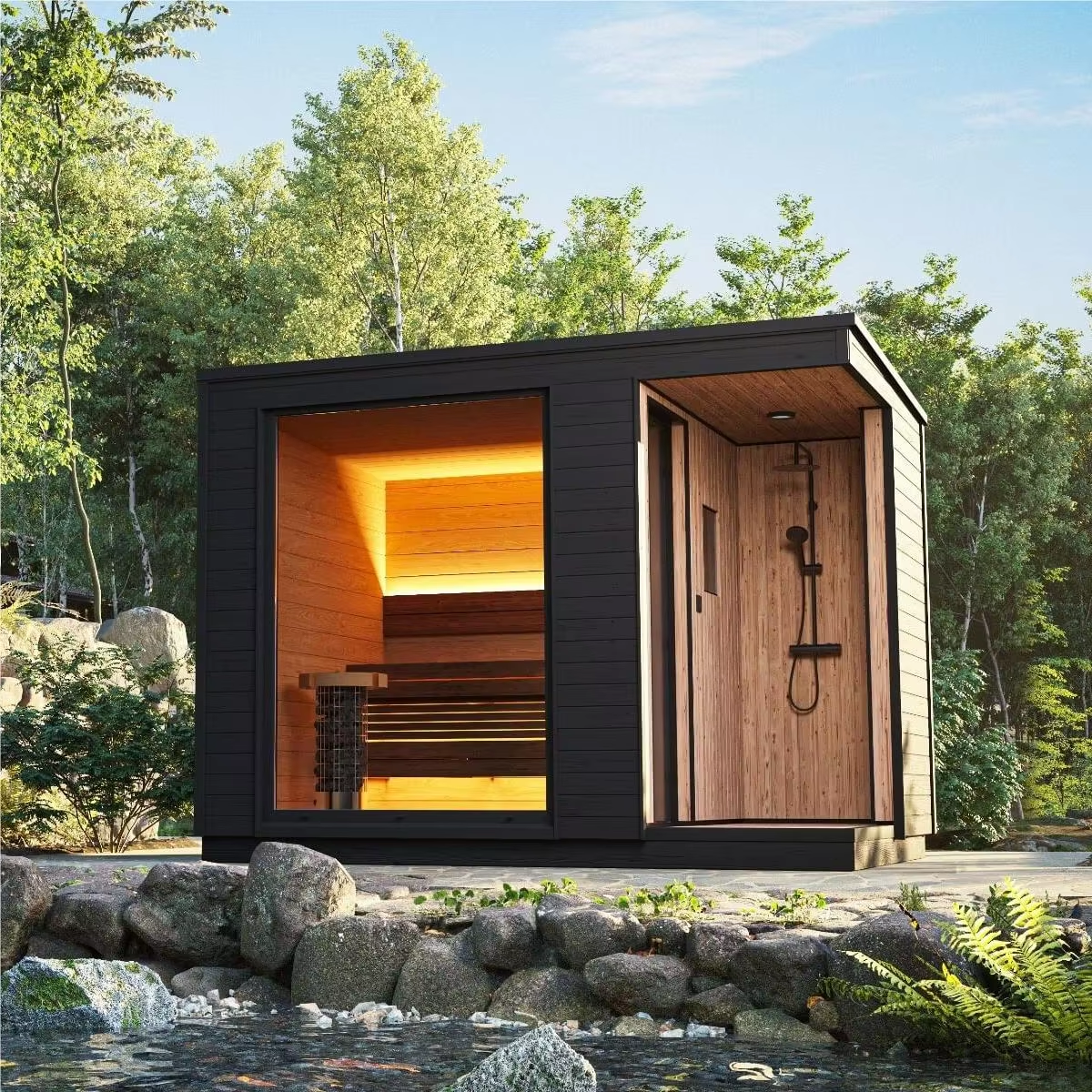 Outdoor Modular Sauna Cabin with Side Shower Bay CSA-661 Buyer reference