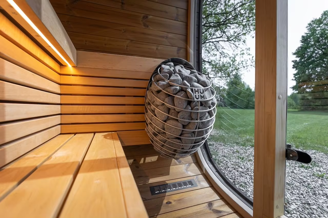 Oval Mirror Glass Outdoor Sauna Pod with Charred Exterior CSA-662 Buyer reference