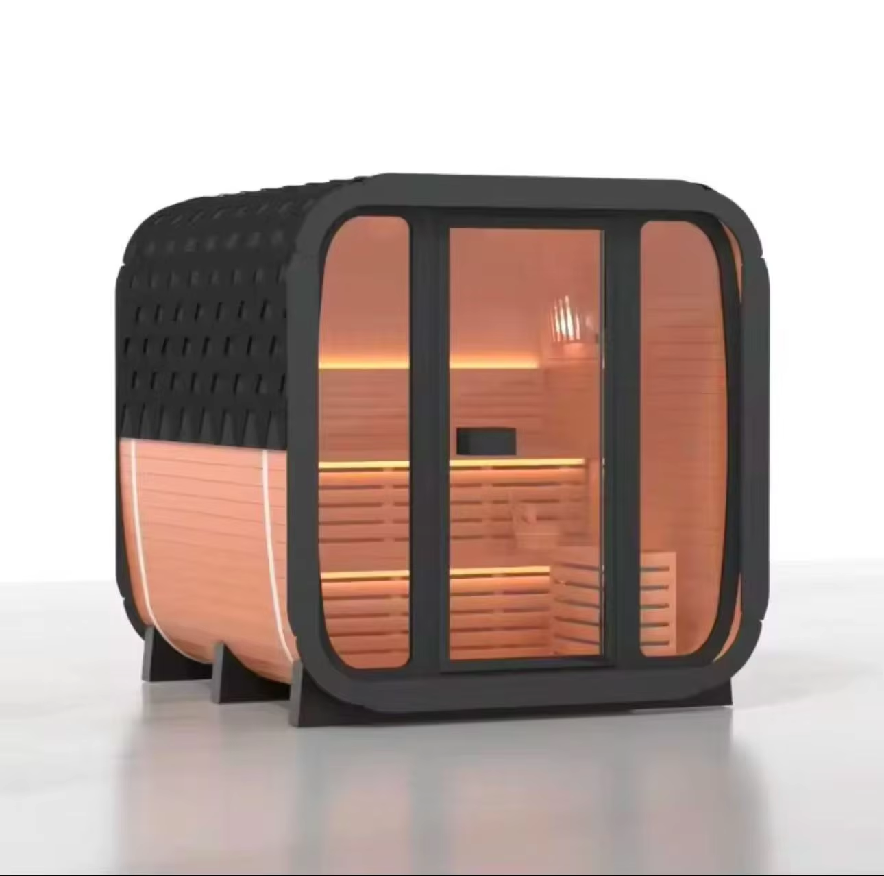 Rounded Outdoor Sauna Cabin with Double Glass Front product image