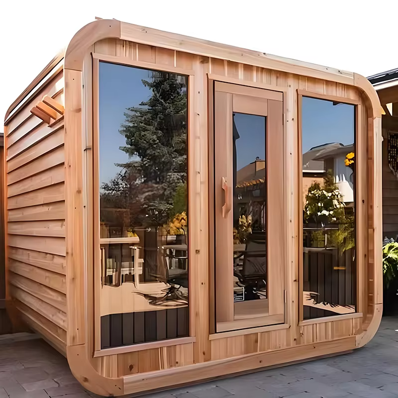 Rounded Outdoor Sauna Cabin with Double Glass Front CSA-664 Interior view