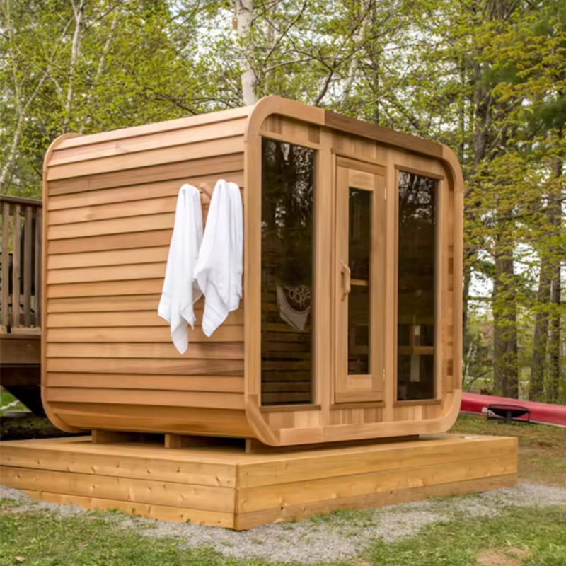 Rounded Outdoor Sauna Cabin with Double Glass Front CSA-664 Door and glass