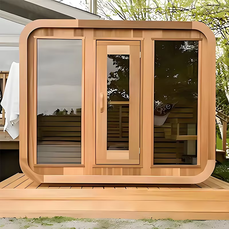 Rounded Outdoor Sauna Cabin with Double Glass Front CSA-664 Side profile