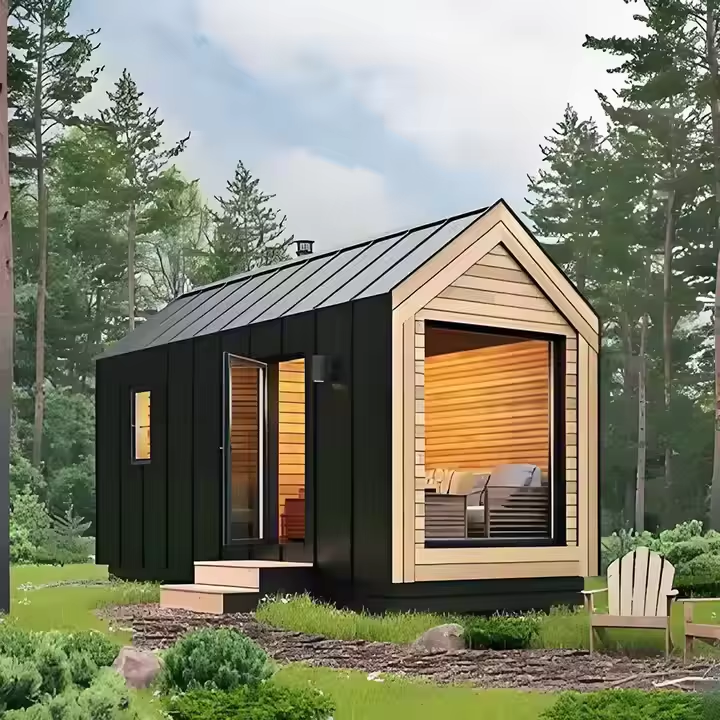 Pitched Roof Outdoor Sauna Cabin with Glass Front product image