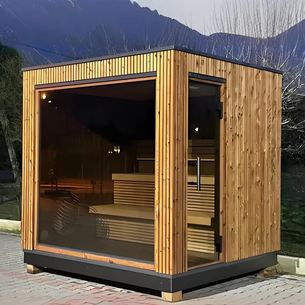 Compact Outdoor Cube Sauna with Finish Options product image