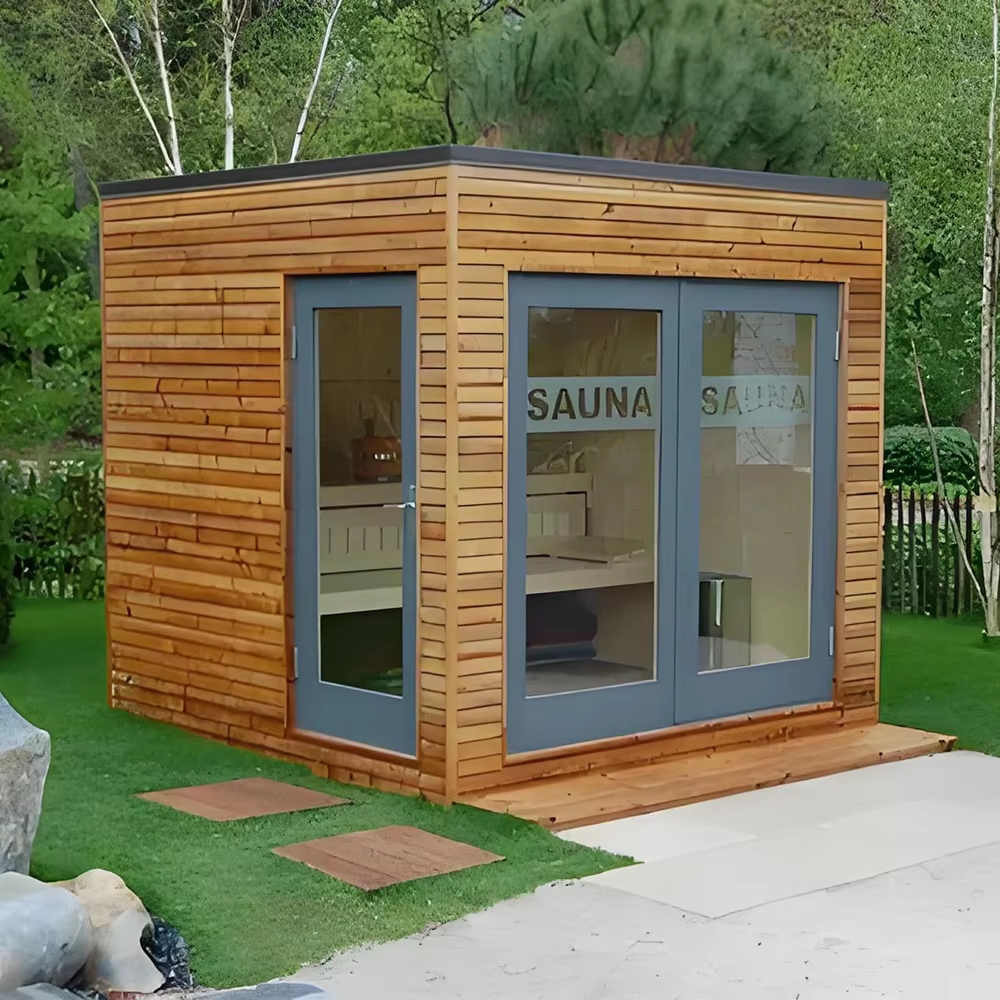 Compact Outdoor Cube Sauna with Finish Options CSA-669 Door and glass