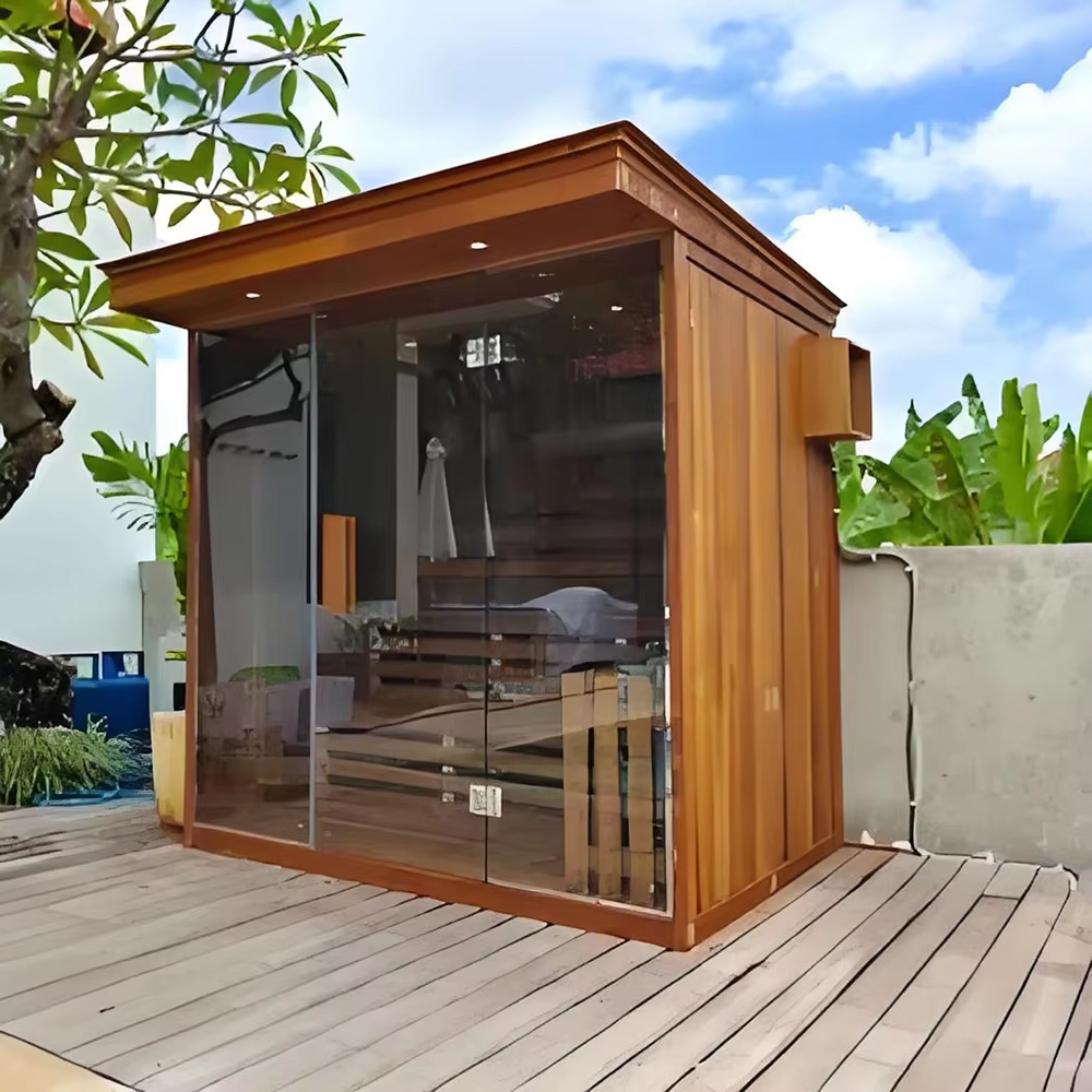 Compact Outdoor Cube Sauna with Finish Options CSA-669 Side profile