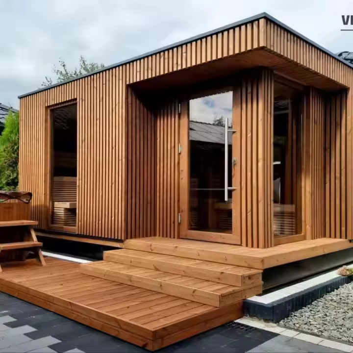 Large Commercial Glass Sauna Room with Dark Exterior product image