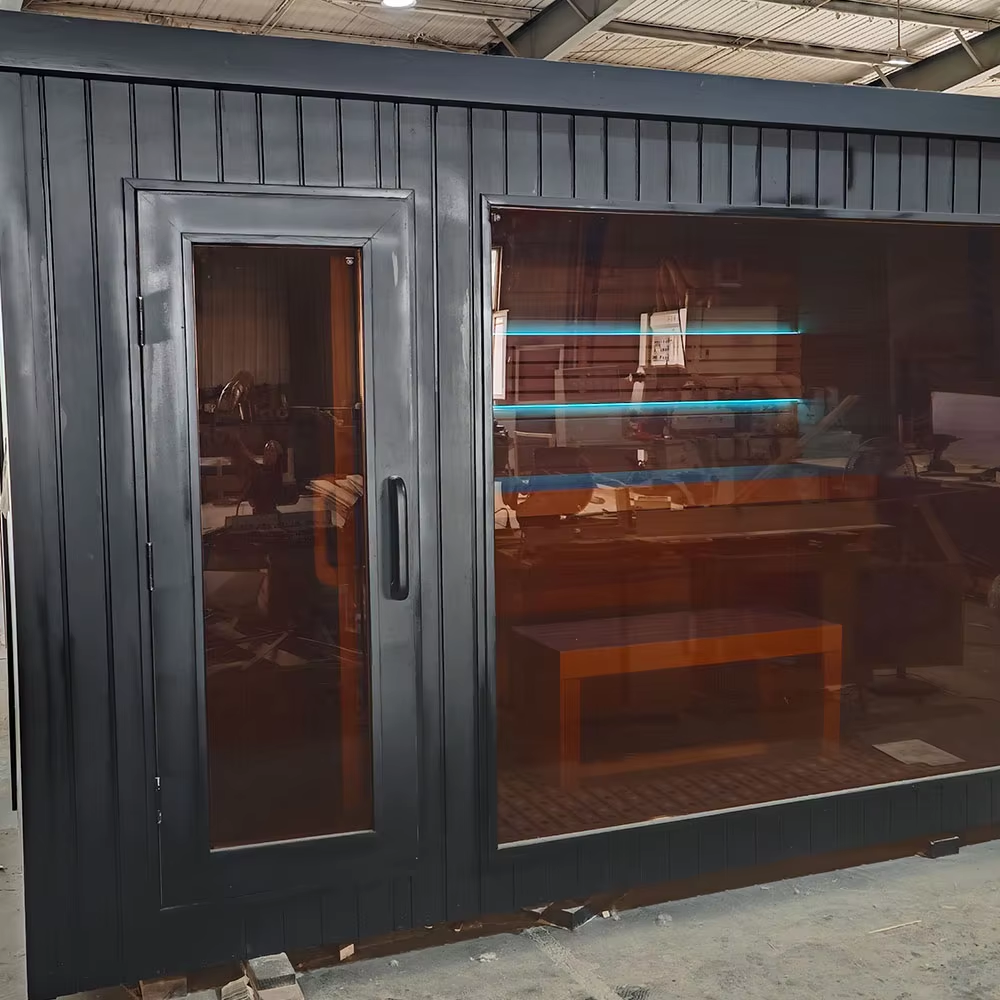 Large Commercial Glass Sauna Room with Dark Exterior CSA-672 Door and glass
