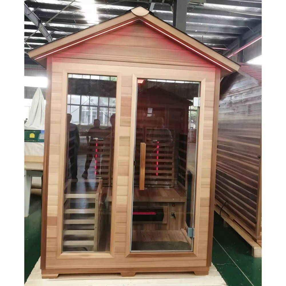 Small Gable-Roof Sauna Cabin with Glass Door CSA-673 Interior view