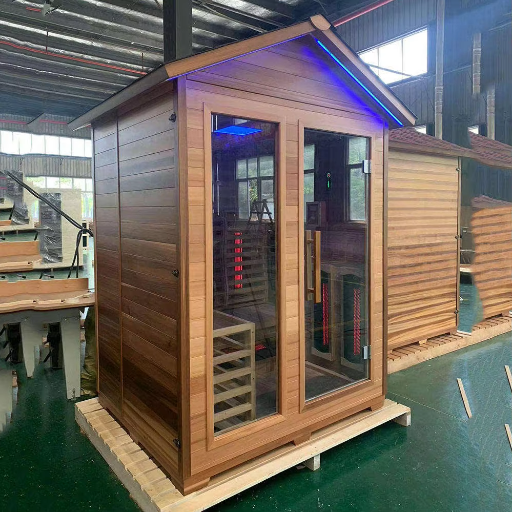 Small Gable-Roof Sauna Cabin with Glass Door CSA-673 Door and glass