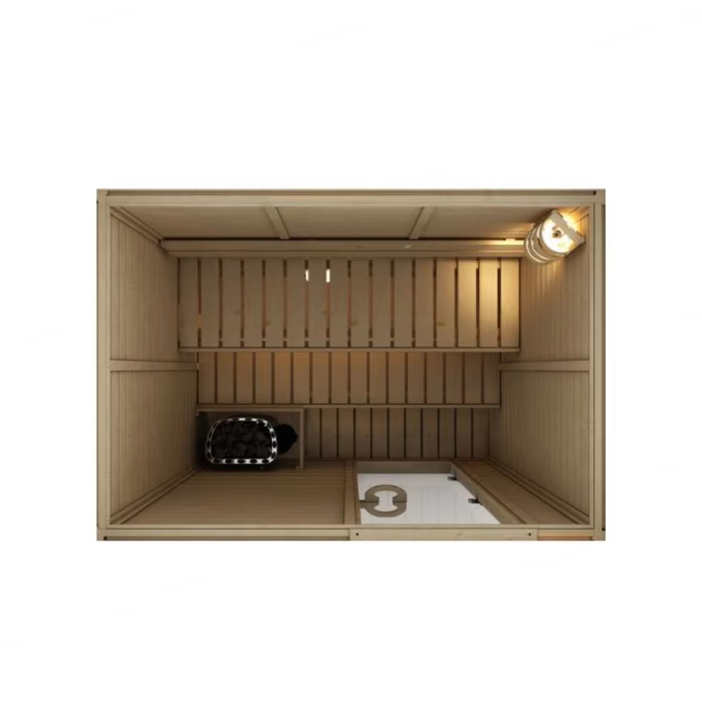 Corner Indoor Dry Sauna Cabin with Glass Front CSA-677 Interior view
