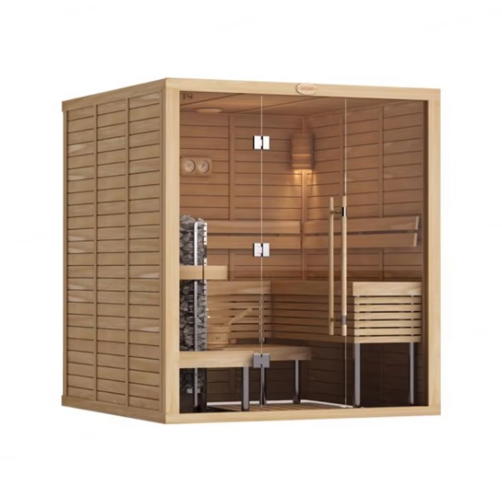 Corner Indoor Dry Sauna Cabin with Glass Front CSA-677 Door and glass