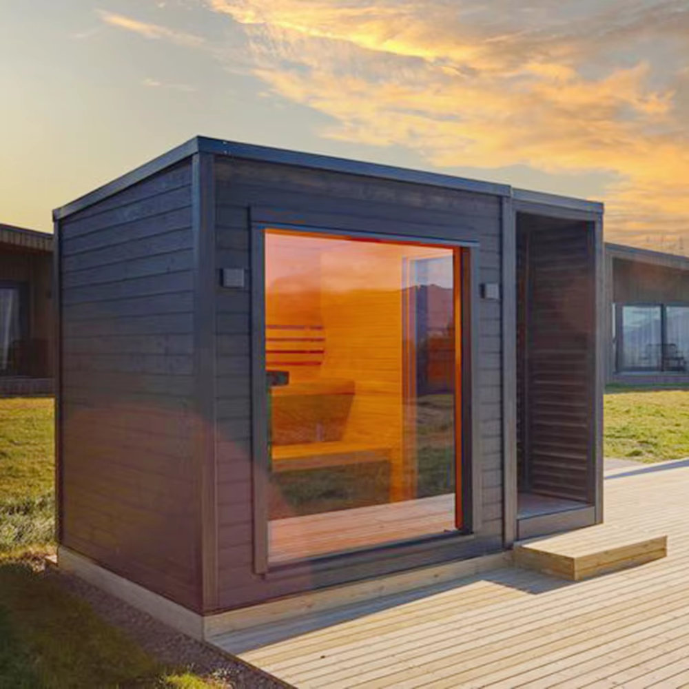 Modern Full-Glass Outdoor Sauna Room with Deck Entry CSA-680 Buyer reference