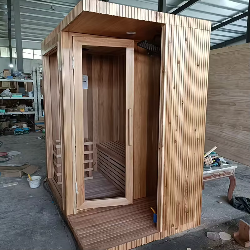 Factory-Tested Black Glass Sauna Cabin with Bench Detail CSA-681 Interior view