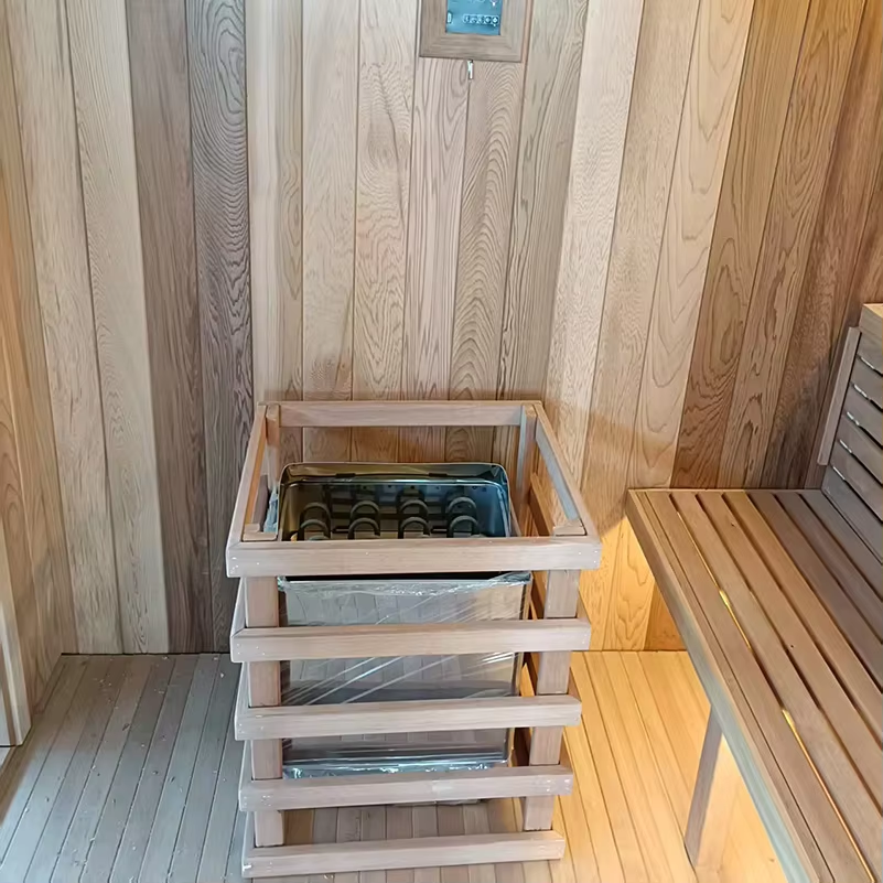 Factory-Tested Black Glass Sauna Cabin with Bench Detail CSA-681 Side profile