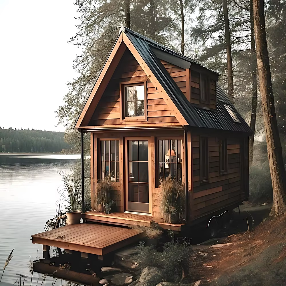 Gable-Roof Outdoor Sauna House with Terrace Deck product image