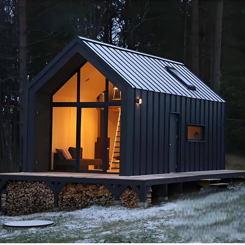 Gable-Roof Outdoor Sauna House with Terrace Deck CSA-682 Interior view