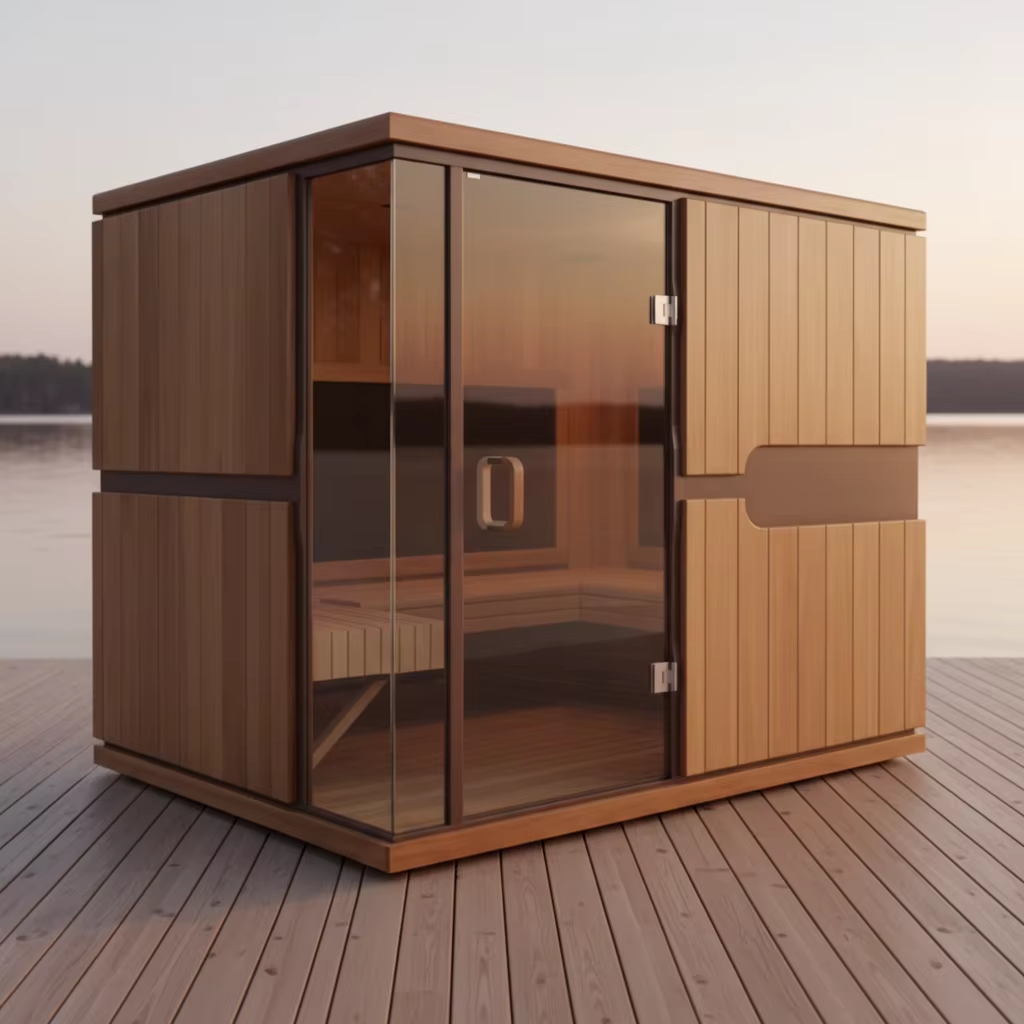 Large Outdoor Glass Sauna House with Poolside Layout product image