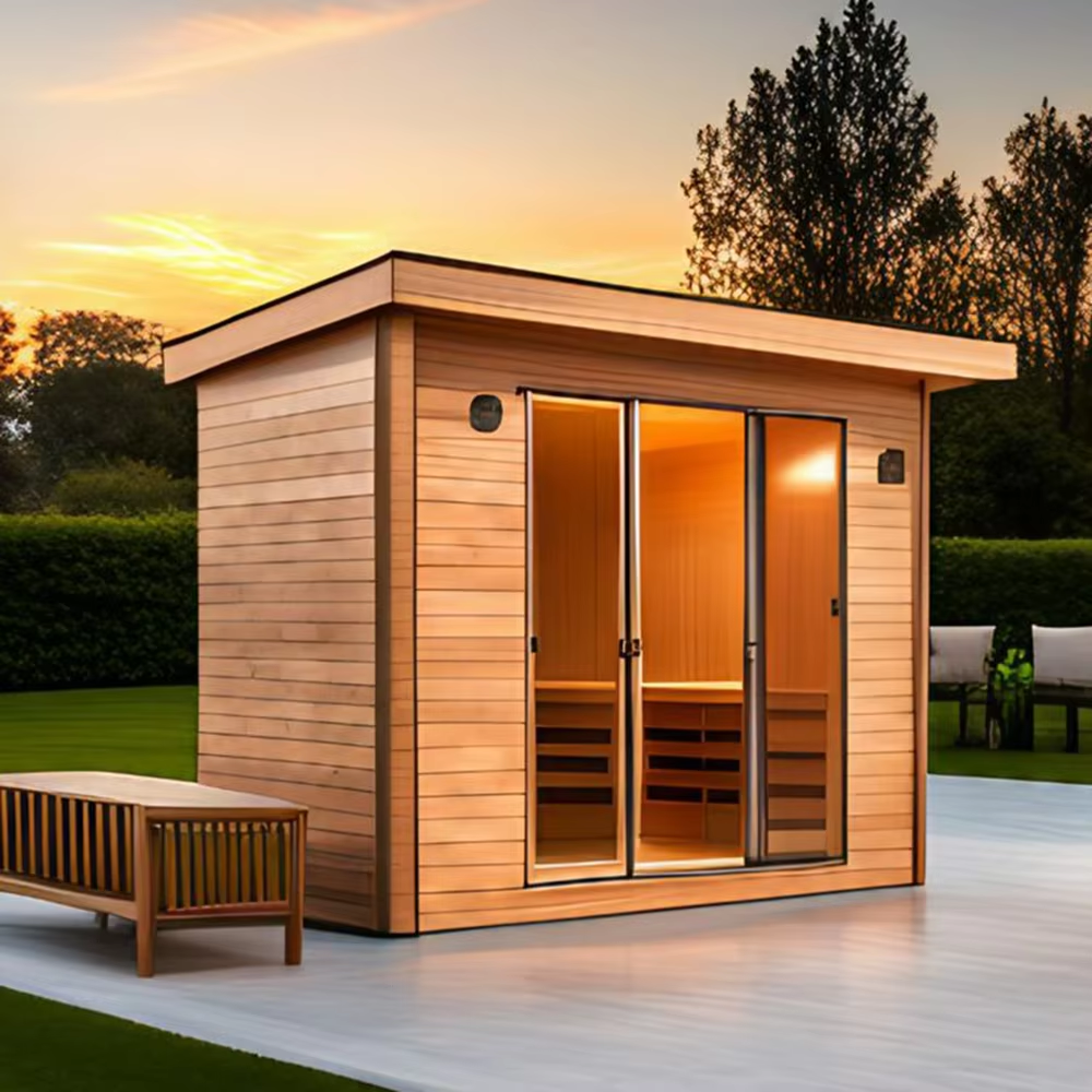 Large Outdoor Glass Sauna House with Poolside Layout CSA-684 Door and glass
