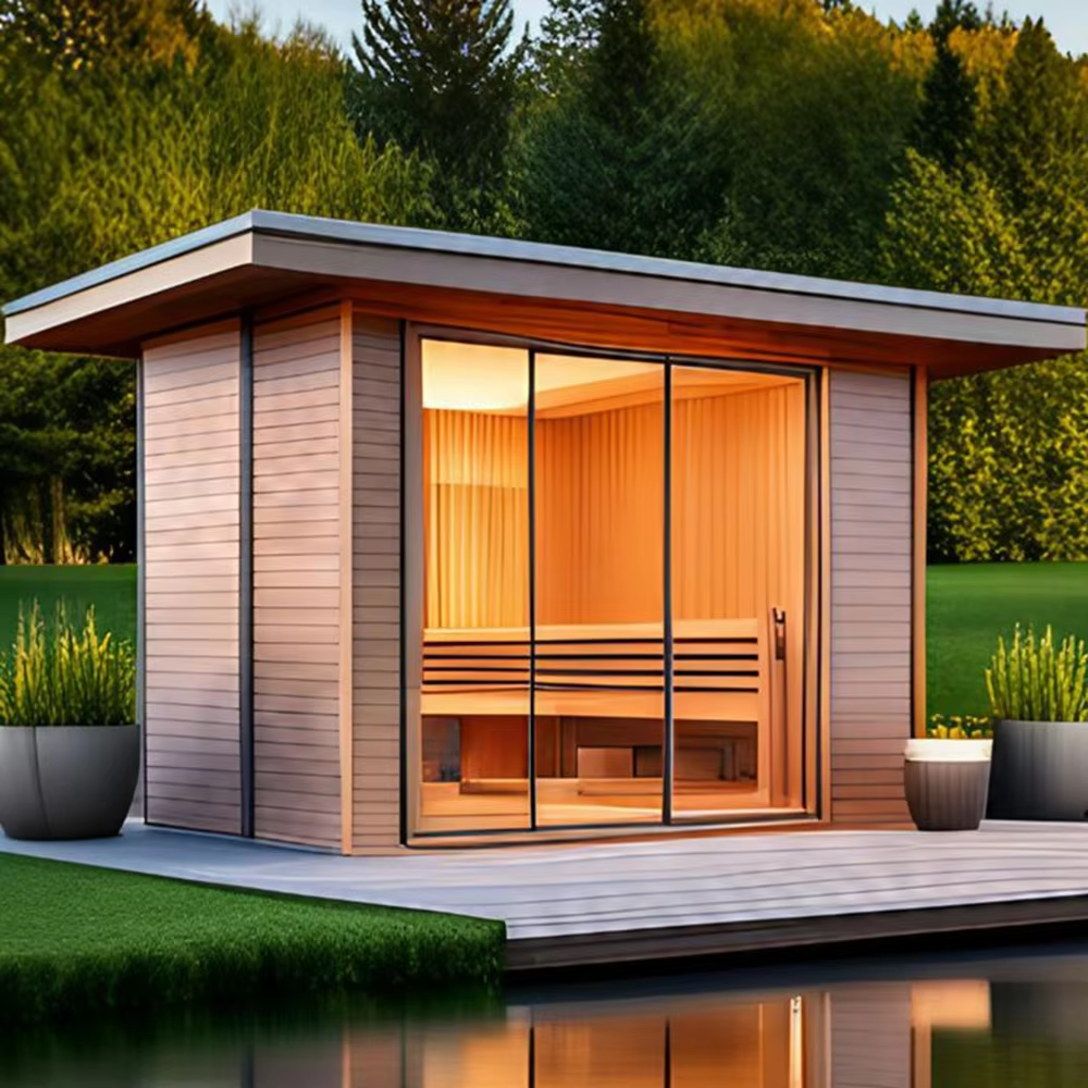 Large Outdoor Glass Sauna House with Poolside Layout CSA-684 Buyer reference