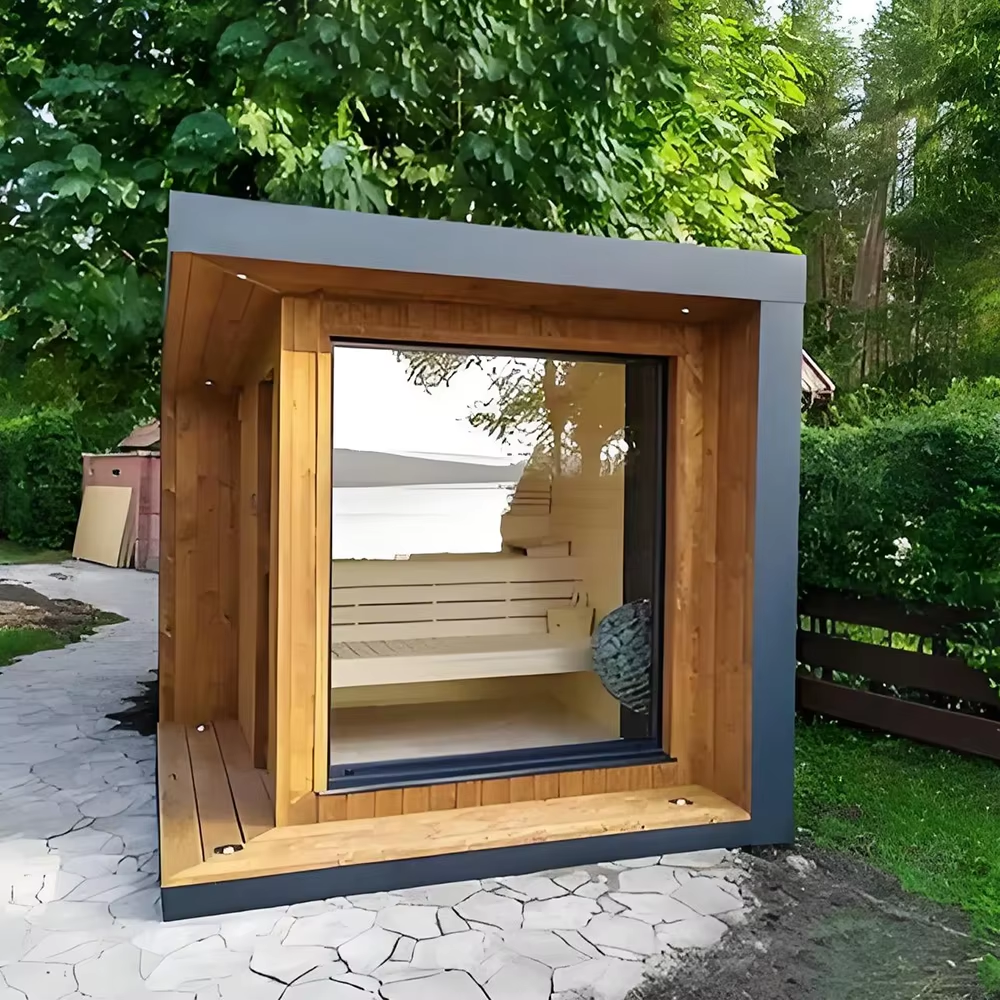 Outdoor Sauna Cabin with Shower Bay and Dark Glass Front CSA-685 Buyer reference