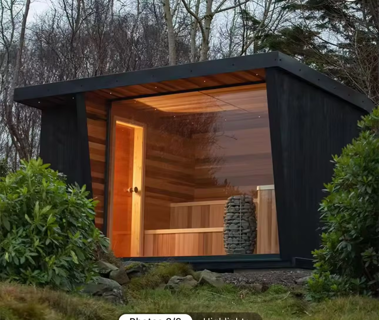 Modular Outdoor Sauna Cabin with Glass Front and Deck CSA-687 Buyer reference