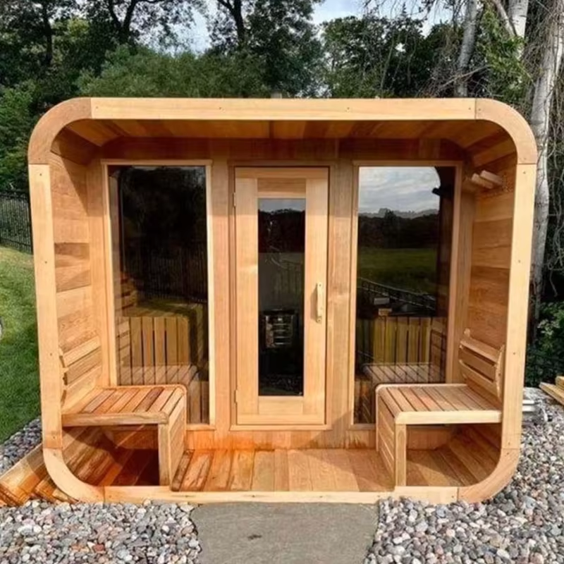 Rounded Outdoor Sauna Pod with Double Glass Front CSA-688 Door and glass