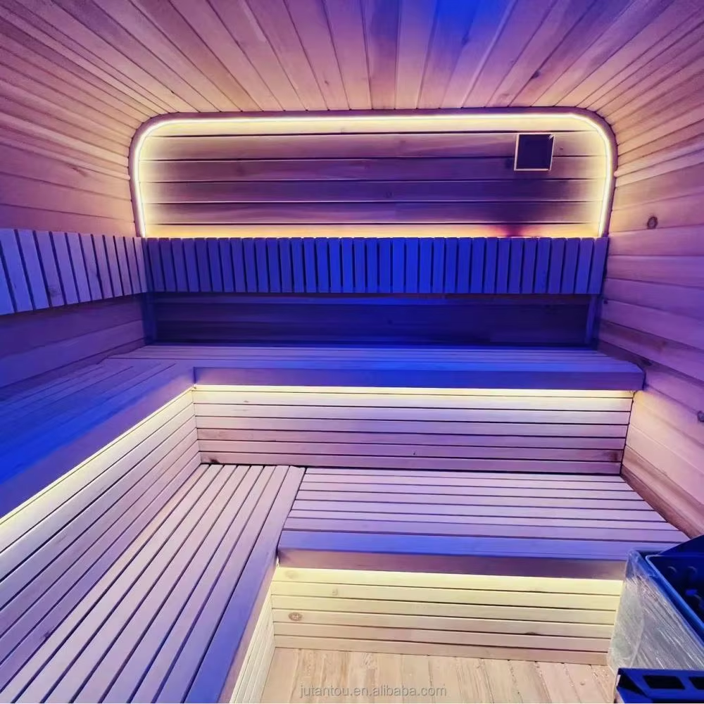Rounded Outdoor Sauna Pod with Double Glass Front CSA-688 Side profile