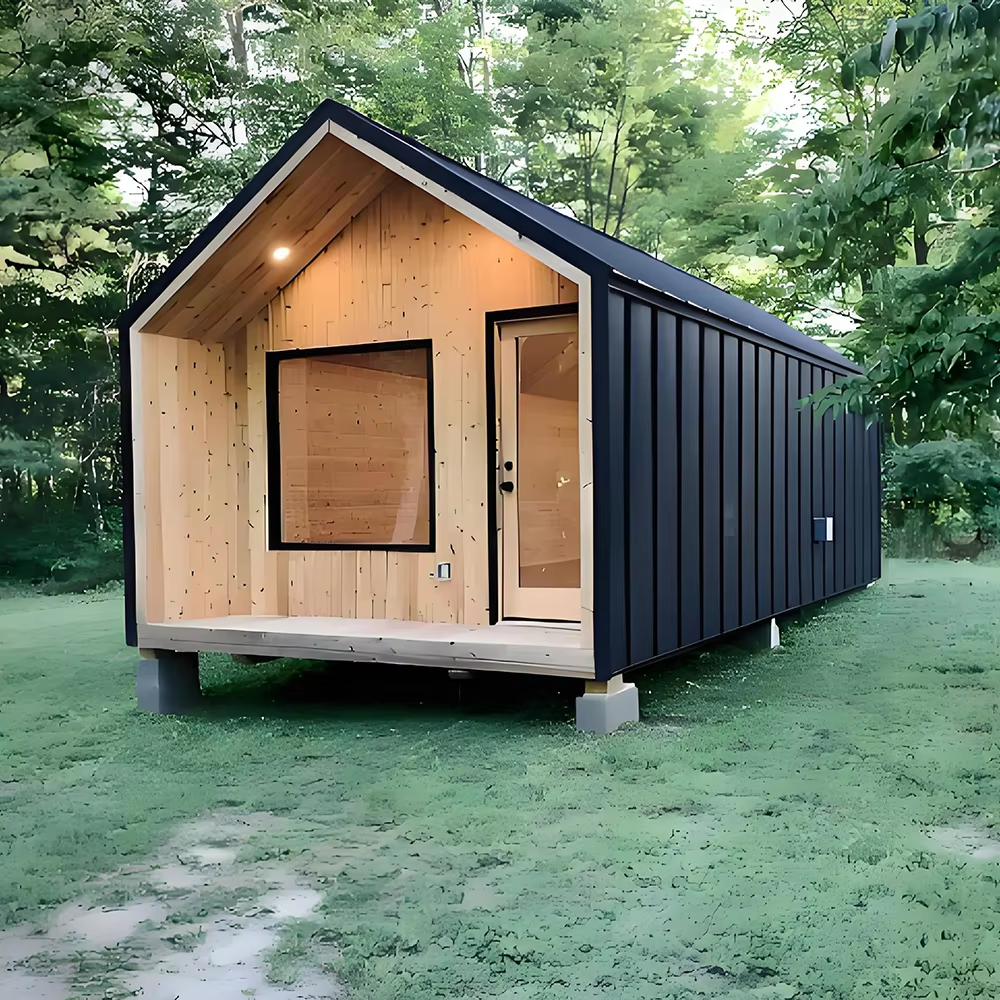 Gable-Roof Outdoor Sauna Cabin with Black Exterior CSA-690 Interior view
