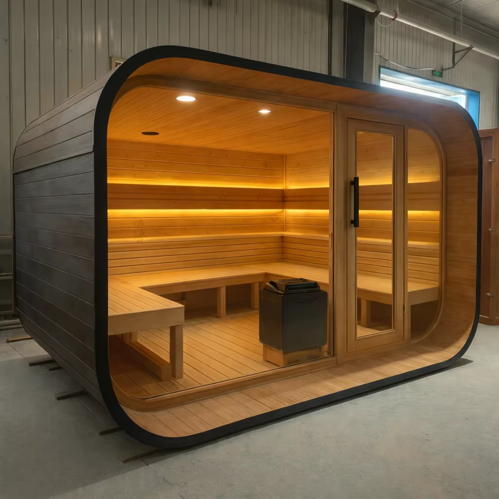 Black Panoramic Outdoor Sauna Pod with Rounded Glass Front CSA-693 Buyer reference