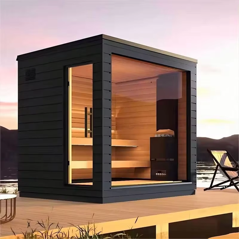 Black Glass Outdoor Cube Sauna with Warm Cedar Interior CSA-695 Buyer reference