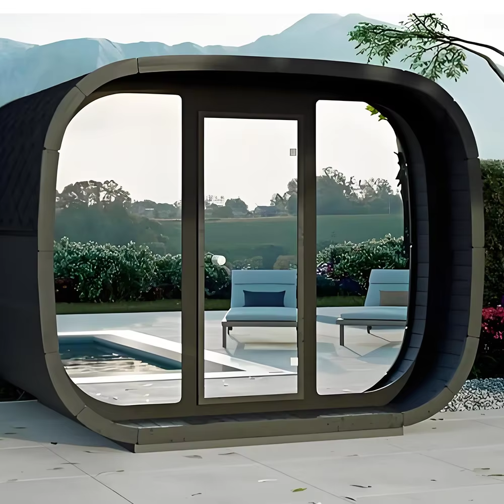 Rounded Glass Outdoor Sauna Pod with Black Exterior Shell CSA-696 Buyer reference