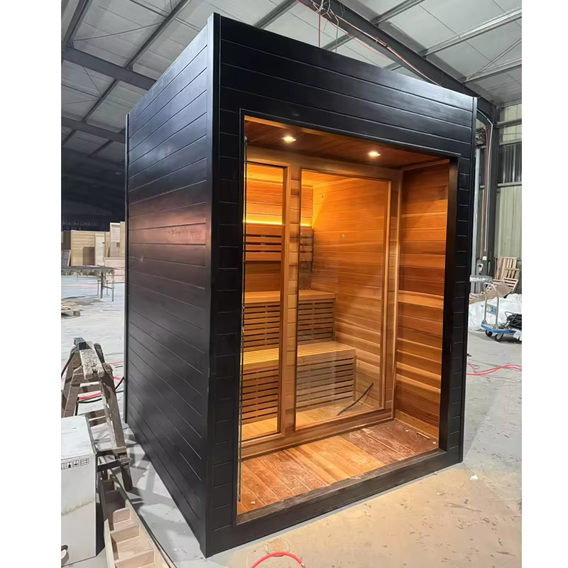 Black Outdoor Sauna Cabin with Side Window and Accessory Kit CSA-697 Interior view