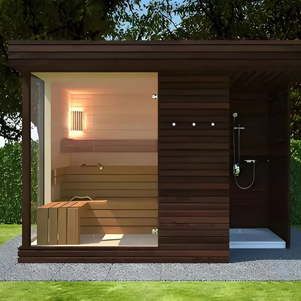 Outdoor Sauna Room with Integrated Shower Bay CSA-698 Side profile
