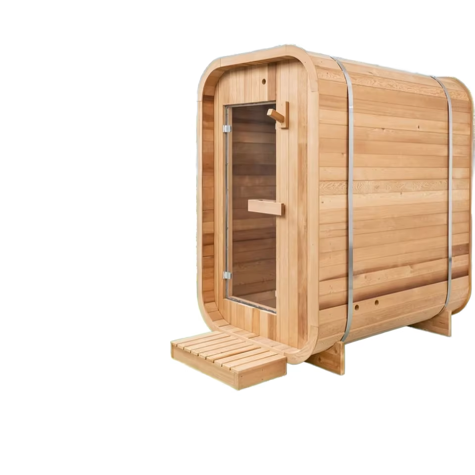 Compact Two Person Cedar Sauna Cabin with Step Entry product image