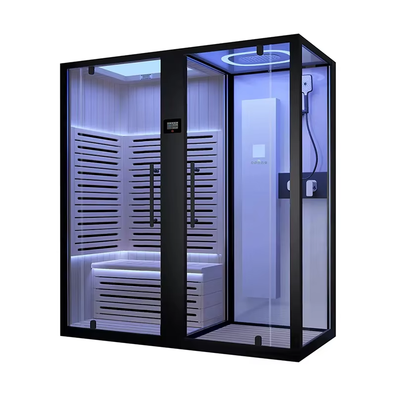 Glass Sauna Shower Combination Room with Wood Bench CSA-702 reference view 6