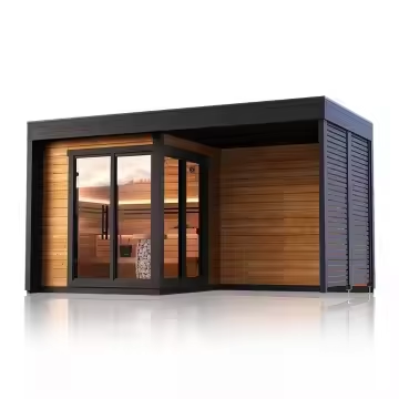 Rectangular Outdoor Sauna Suite with Side Spa Tub CSA-703 reference view 2