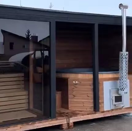 Rectangular Outdoor Sauna Suite with Side Spa Tub CSA-703 reference view 3