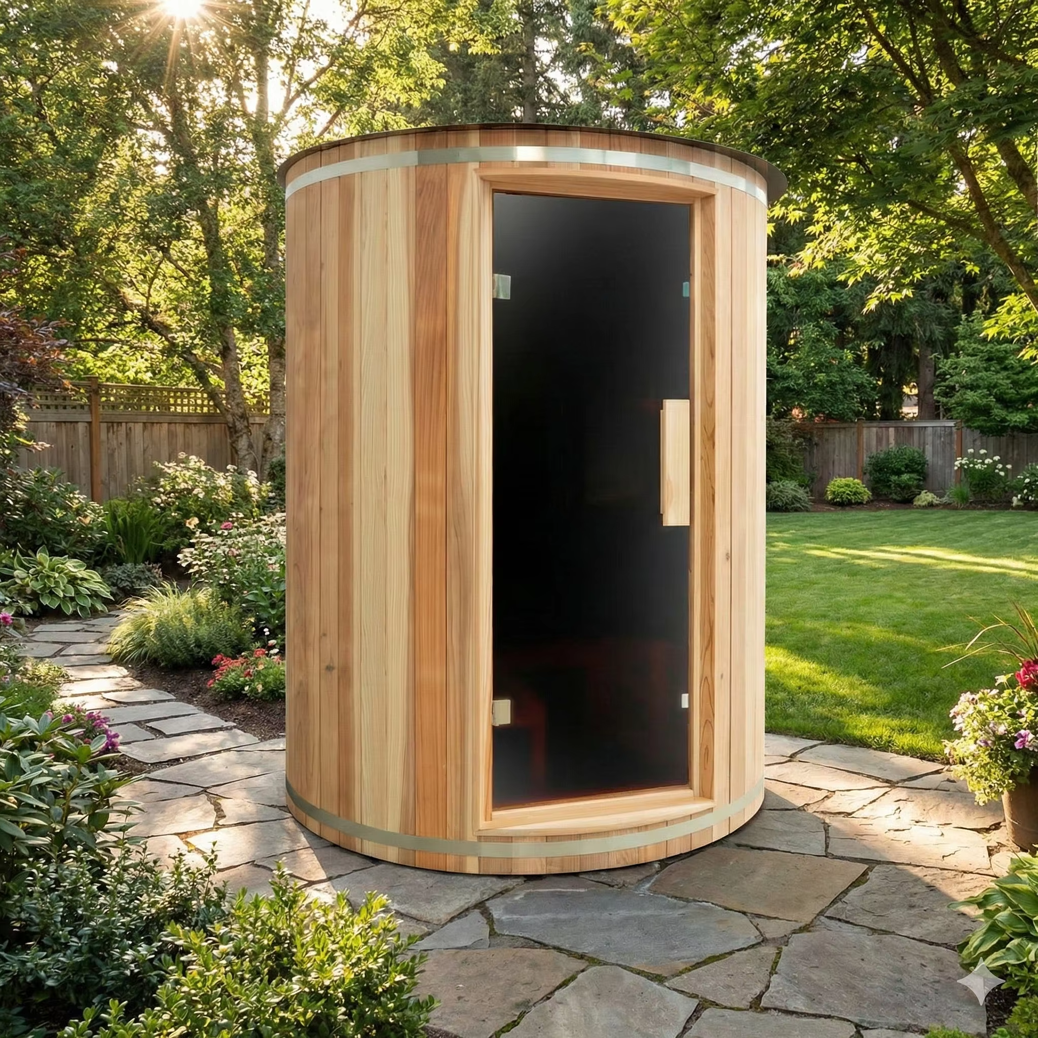 Compact Japanese Cedar Outdoor Sauna Pod CSA-708 reference view 5